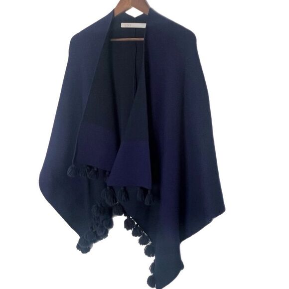 Loft Color-block Tassel Poncho Wrap - Picture 3 of 4